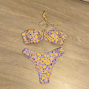 NEW 2PC SET PRINTED YELLOW PURPLE BIKINI